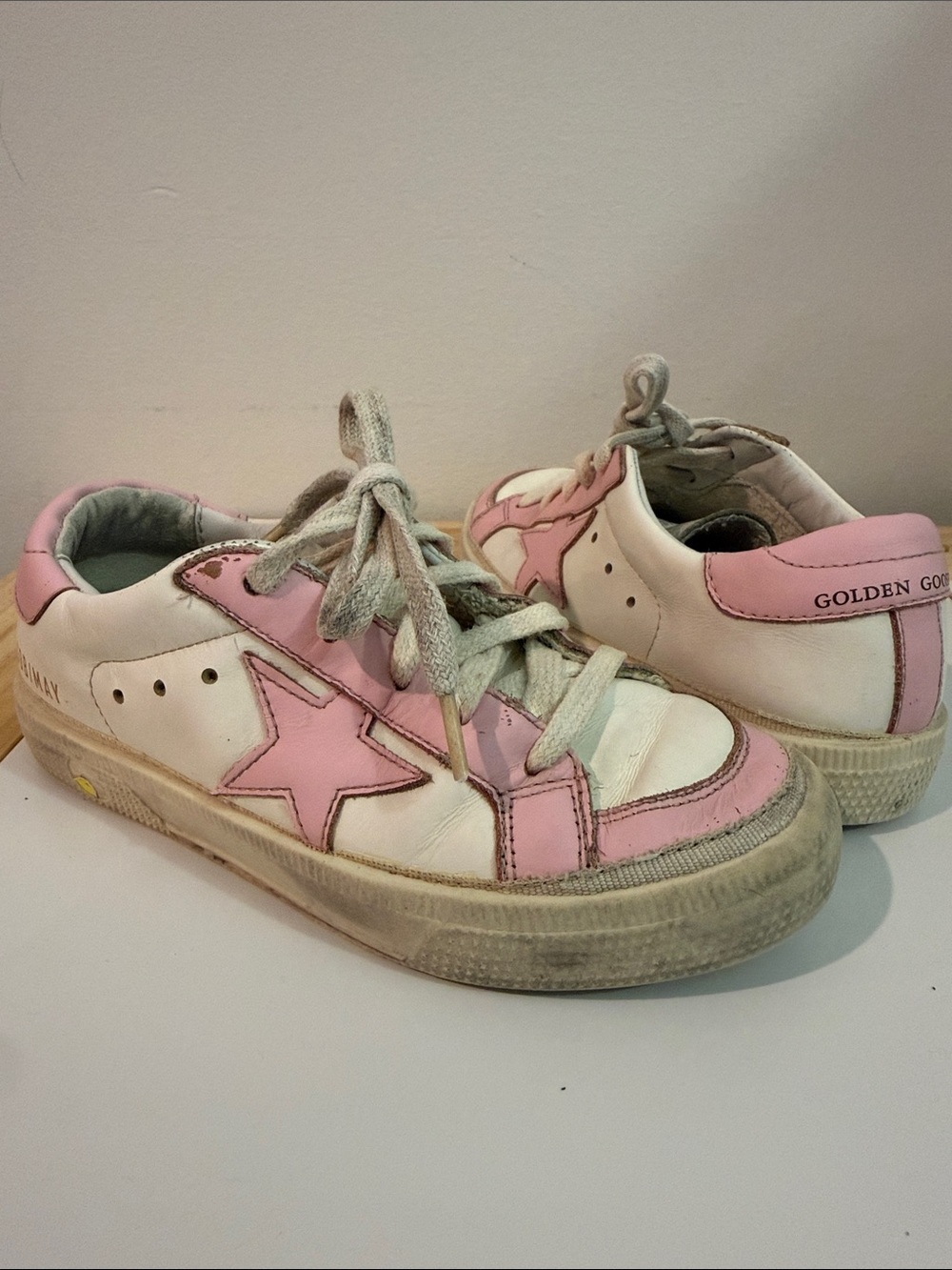Golden Goose May Pink and White Sneakers
